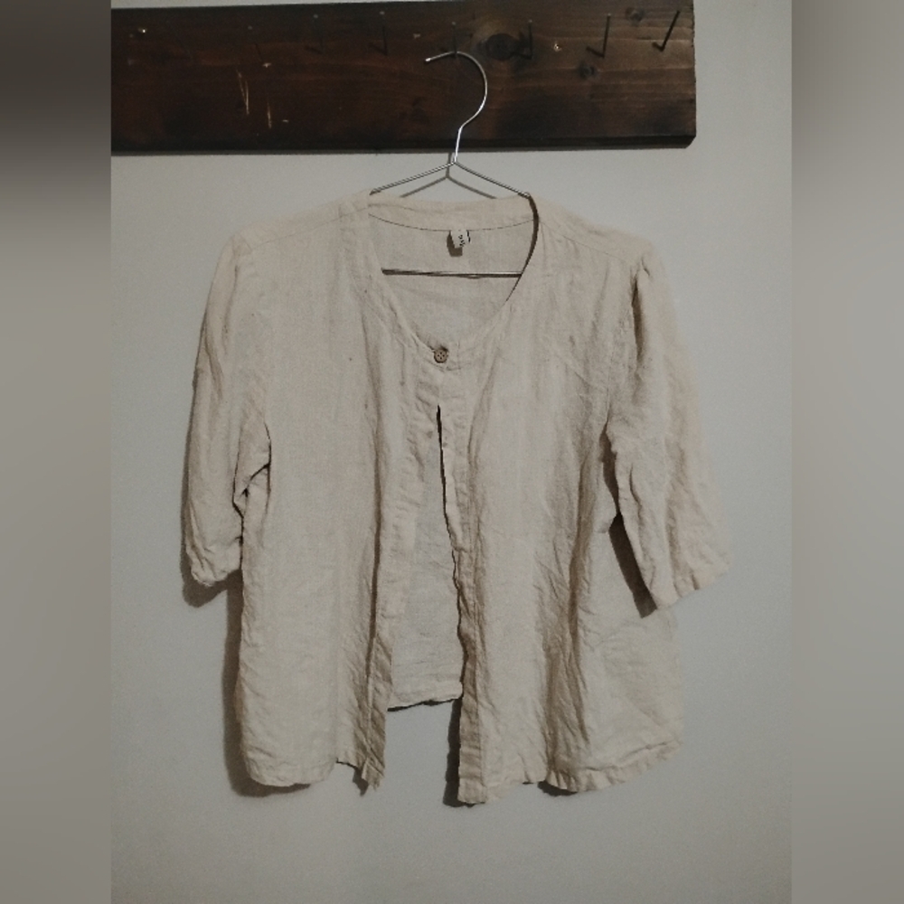 100% Linen Undyed Cardigan Womens